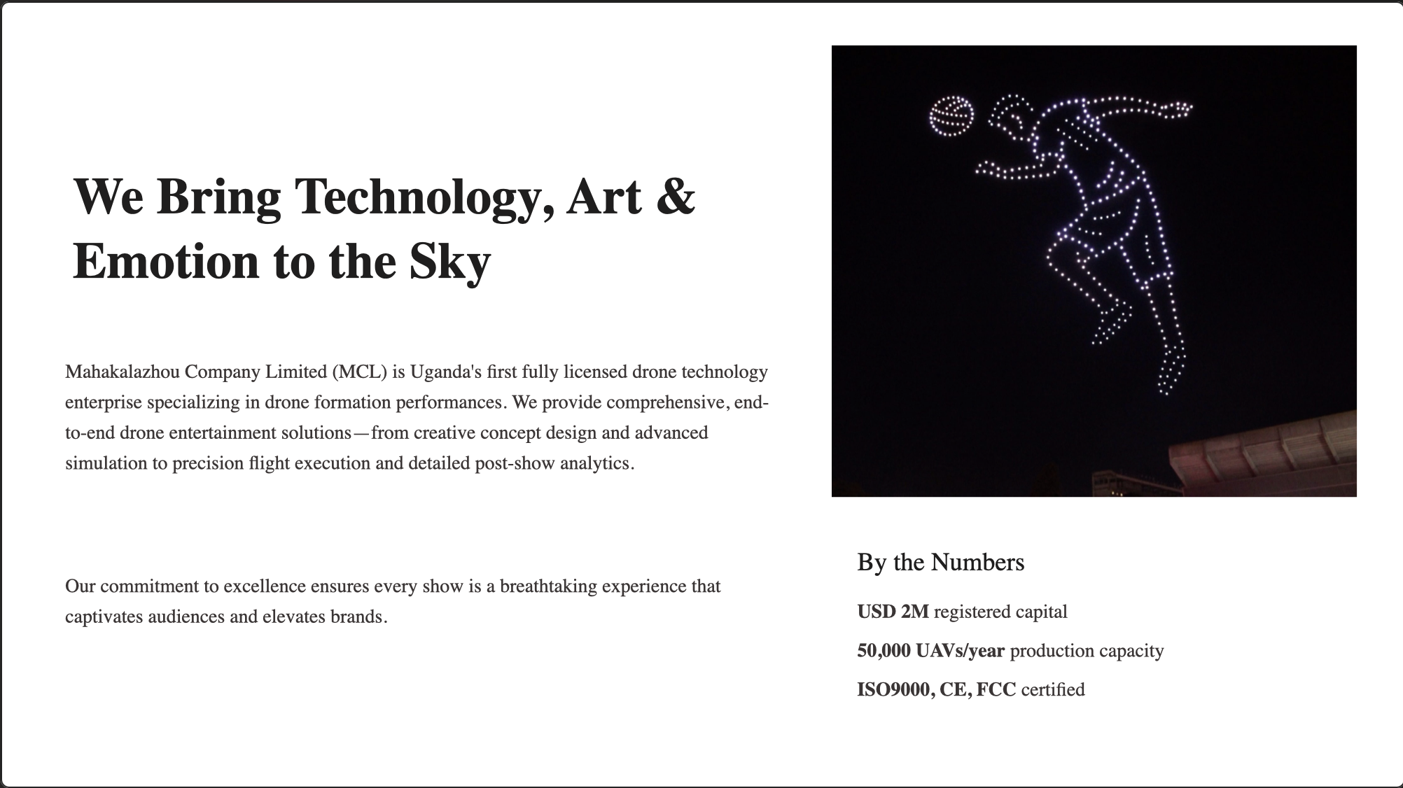 Drone show concept cover: 'The Sky is our Stage'.